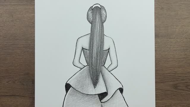 Как нарисовать девушку в платье - Урок рисования - Простой рисунок девушки смотреть онлайн