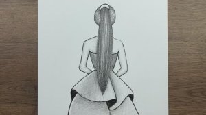 Как нарисовать девушку в платье - Урок рисования - Простой рисунок девушки