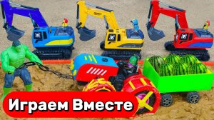 МУЛЬТИКИ ПРО МАШИНКИ И СУПЕРГЕРОВ ДЛЯ ДЕТЕЙ 🚜 ХАЛК ПОМОГАЕТ МАШИНКАМ В СТРОЙКЕ 🚜