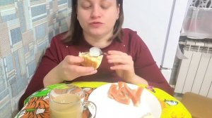 мукбанг перекус/ Любимое кофе/ и красная рыбка/