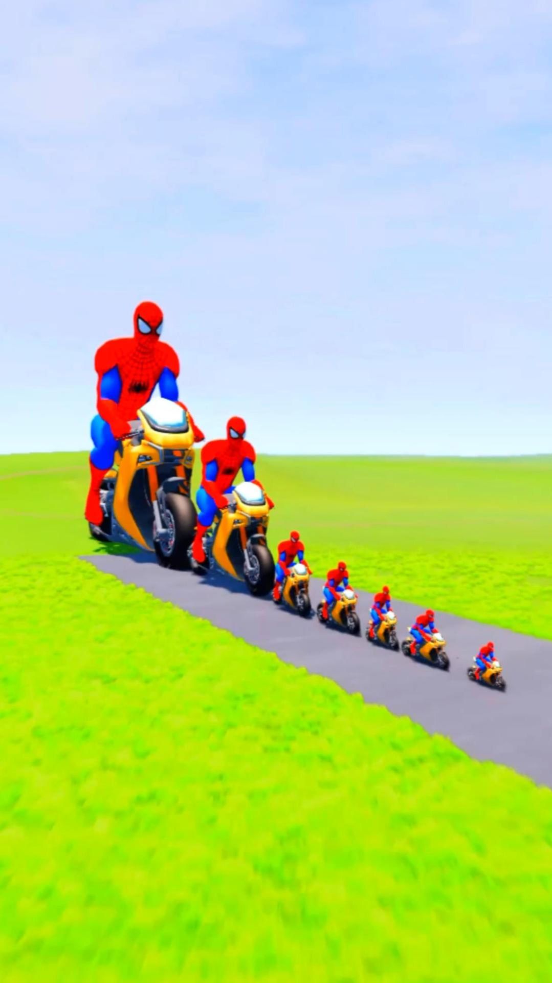 Большой И Маленький Человек Паук На Мотоцикле против поезда | Beaming drive смотреть онлайн