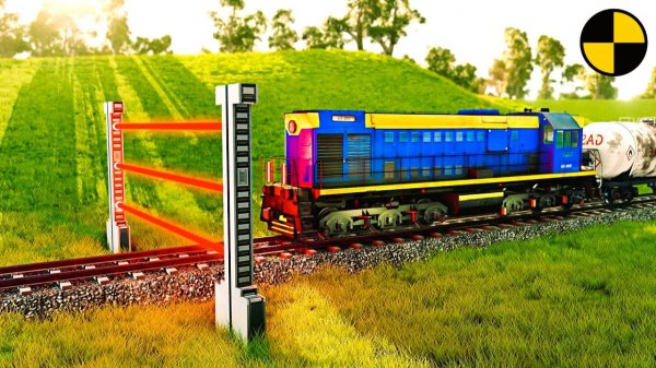 Поезда vs ЛАЗЕРЫ - BeamNG.drive игра про машины