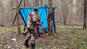 БУШКРАФТ ВЫХОДНОГО ДНЯ. СТРОЕМ УКРЫТИЕ В ЛЕСУ. КАК СНЯТЬ ШКУРУ? ПЕЧКА ЩЕПАЧНИЦА. ОГНИВО.