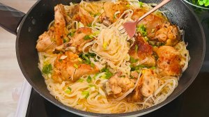 Как приготовить Идеальный ужин на сковороде 🍗 Блюдо на Каждый День! Курица с рисовой лапшой!