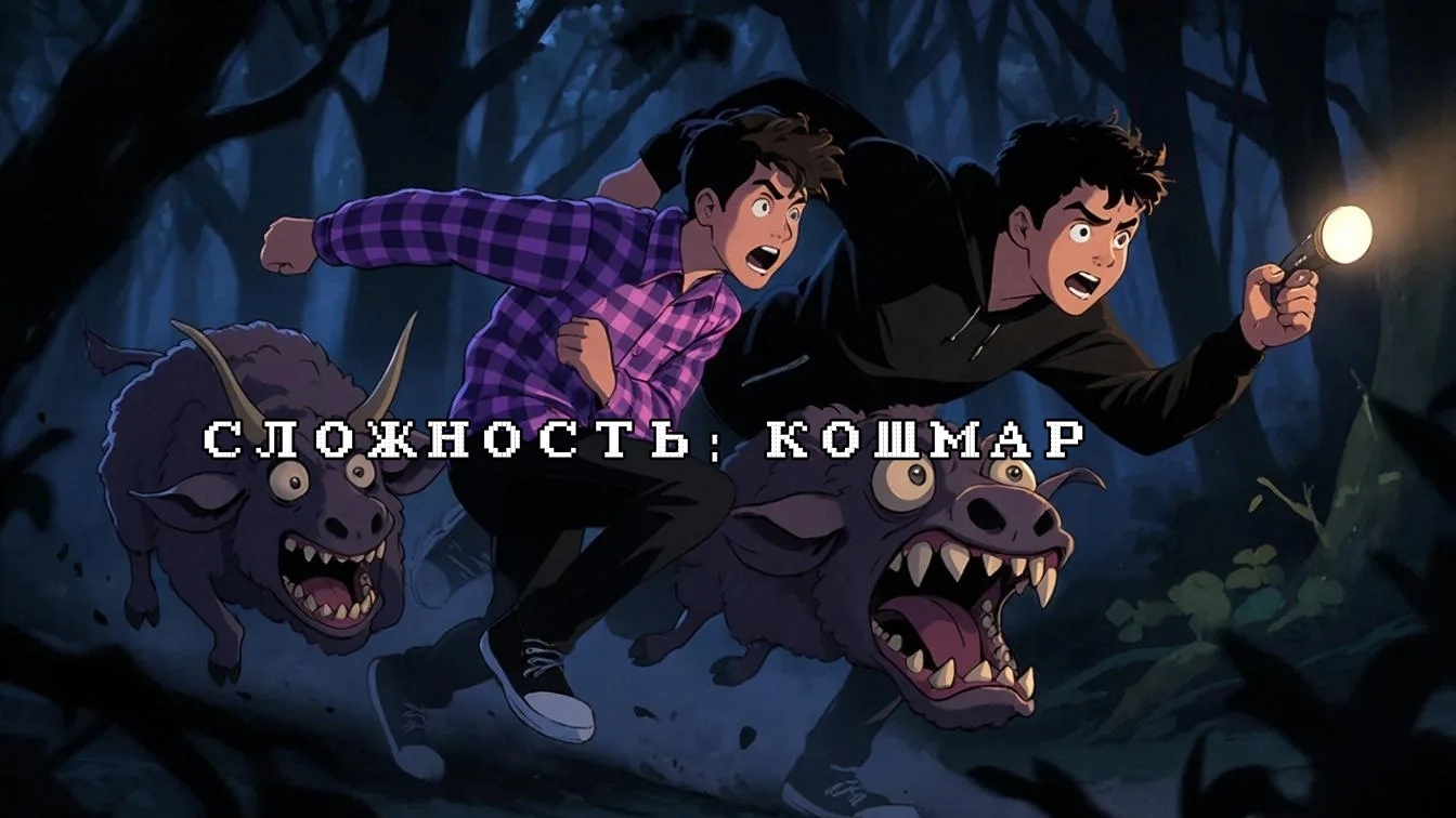 Майнкрафт, но с кошмарной сложностью. Мод Scary Mobs.