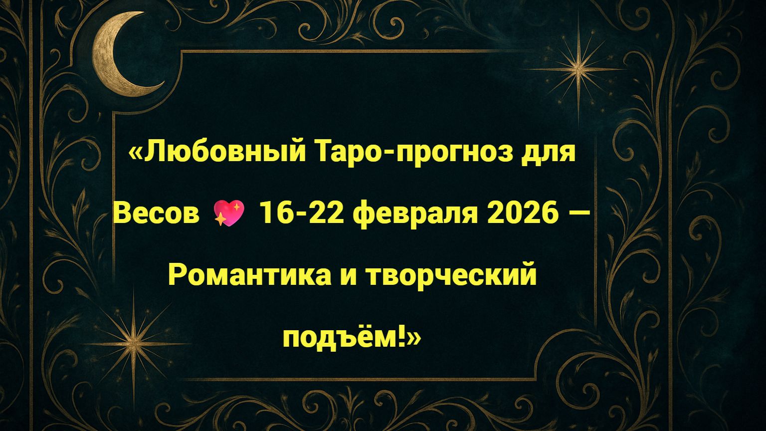 «Любовный Таро-прогноз для Весов 💖 16-22 февраля 2026 — Романтика и творческий подъём!»