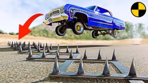 Машины vs ШИПЫ Полицейские!  - BeamNG.drive игра про машины