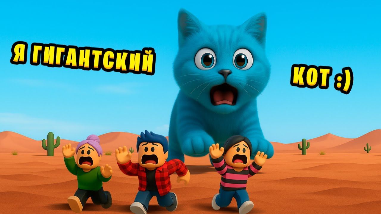 Я стал ГИГАНТОМ в РОБЛОКС КОТЁНОК ЛАЙК Roblox Battle As A Giant Boss Кот играет в игры смотреть онлайн