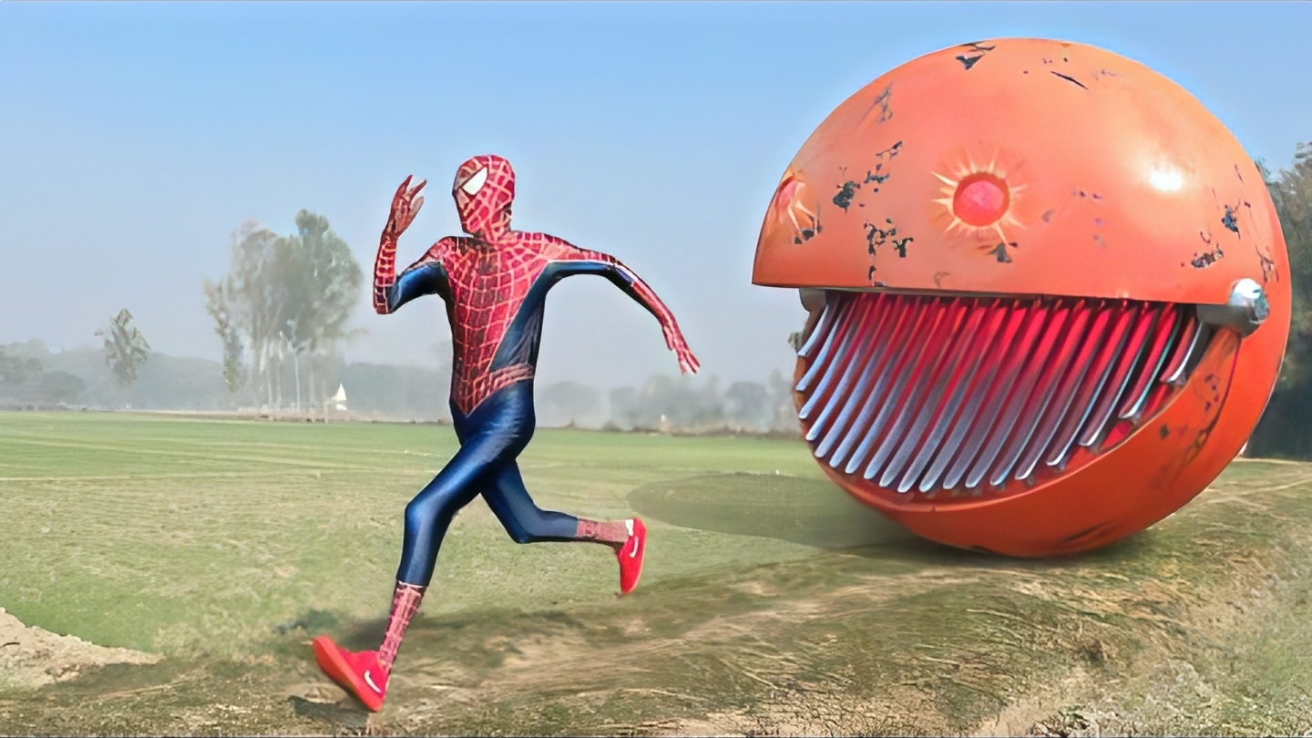 Пакмэн проти Человека-паука в реальной жизни. Pacman vs. Spider man in real life смотреть онлайн