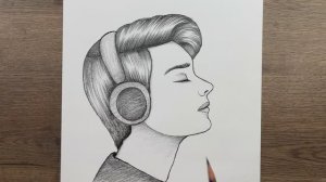 Как нарисовать парня человека, слушающего музыку - Как сделать простые рисунки карандашом