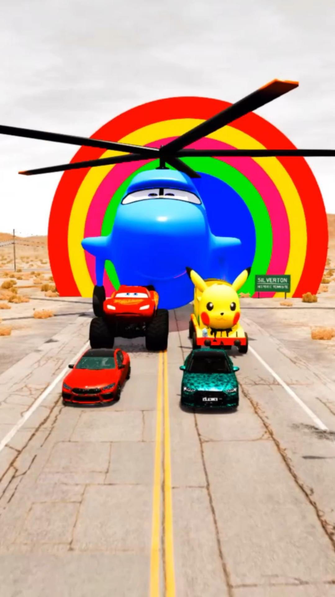 Большой и маленький вертолёт против поезда | Beaming drive смотреть онлайн