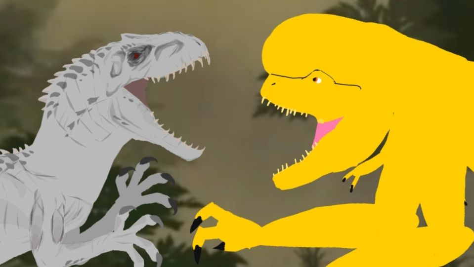 Индоминус Рекс vs Дистортус Рекс (анимация) смотреть онлайн