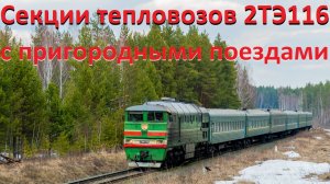 Секции тепловозов 2ТЭ116 с пригородными поездами на Свердловской железной дороге