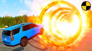 Машина vs Огненные кольца!  - BeamNG.drive игра про машины