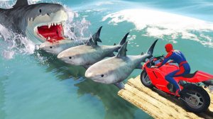 Разноцветные Человеки-пауки проходят испытание на мотоциклах