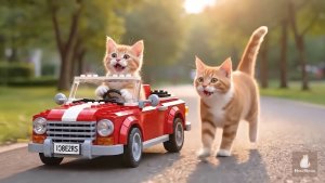 Котик и машинка из Лего