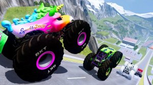 МУЛЬТИКИ ПРО МАШИНКИ Эпические прыжки и столкновения на скоростном монстр-траке Beamng Drive #22