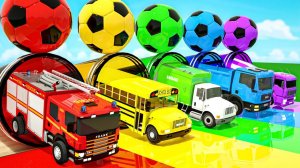 Мультики для малышей, веселые мультфильмы с песенками, Школьный автобус и большие футбольные мячи