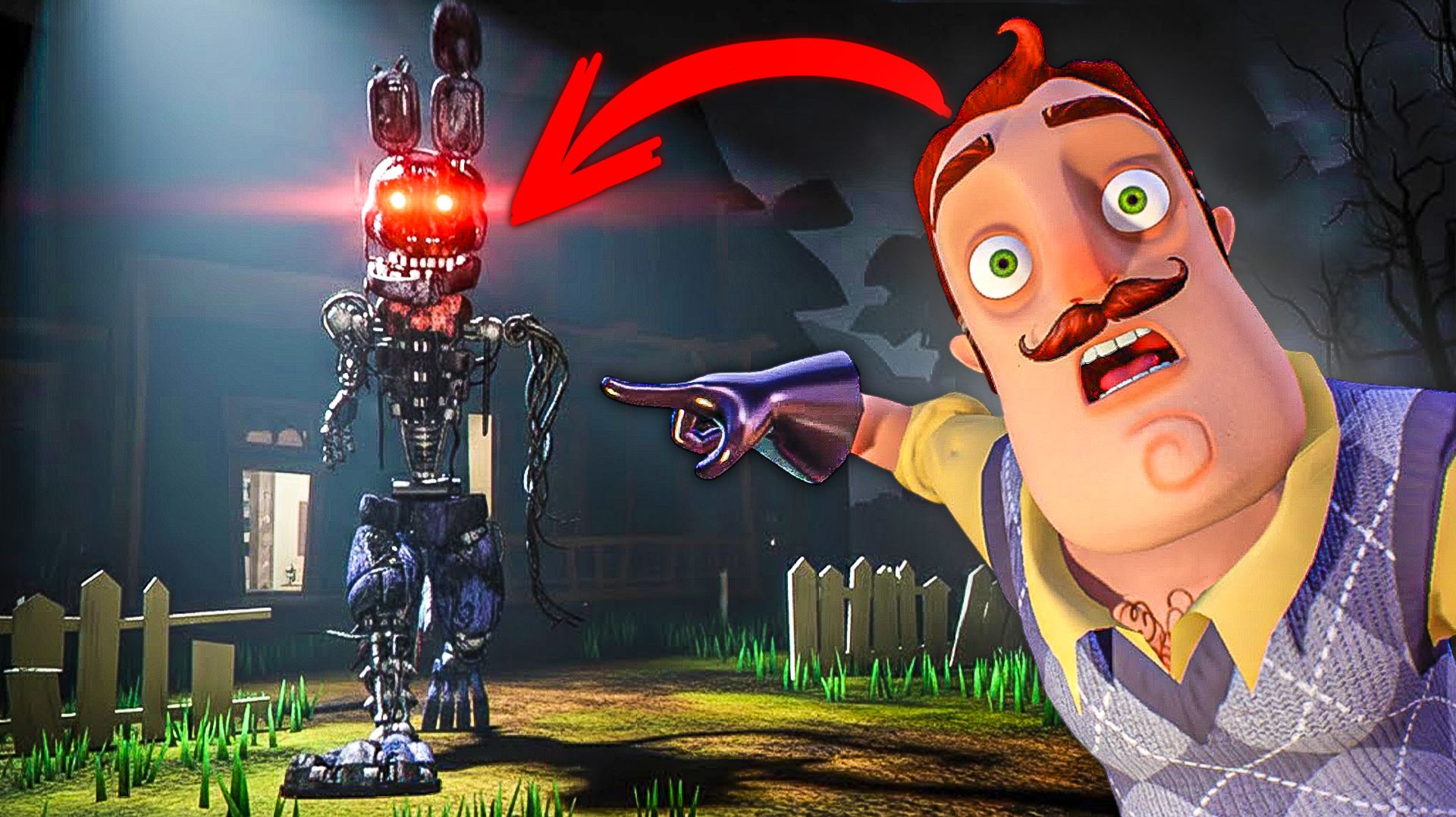 БОННИ EXE ИЗ ФНАФ В ПРИВЕТ СОСЕД это реально страшно..😱