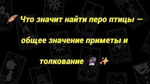 🪶 Что значит найти перо птицы — общее значение приметы и толкование 🔮✨
