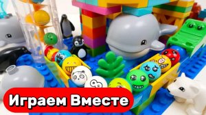 КОНСТРУКТОР МАРБЛ И ЛЕГО С ГОРКАМИ И ЖИВОТНЫМИ ДЛЯ ДЕТЕЙ 🟢 АСМР РАЗВИВАЮЩИЙ КОНСТРУКТОР