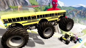 МУЛЬТИКИ ПРО МАШИНКИ Эпические прыжки и столкновения на скоростном монстр-траке Beamng Drive #24