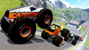 МУЛЬТИКИ ПРО МАШИНКИ Эпические прыжки и столкновения на скоростном монстр-траке Beamng Drive #16