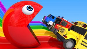 Мультики про машинки - Учим Цвета с ПАКМАН против Арбуза и ферма - Мультфильмы для малышей