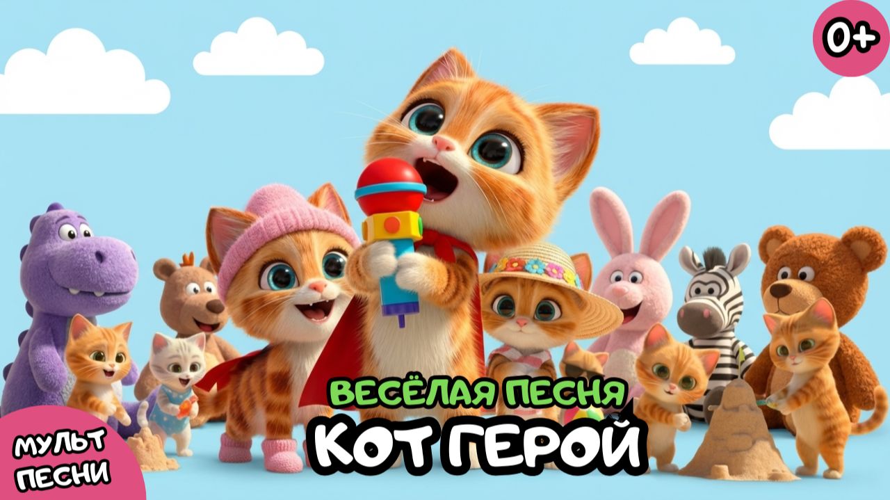 РЫЖИЙ КОТЯ ГЕРОЙ 😻 | Песенка и Приключения для Детей | Весёлый Котик 3D Мульт 🐾🎶