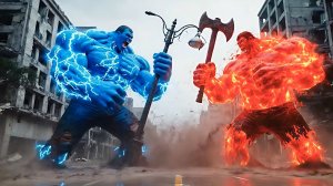 Синий Халк против Красного Халка. AI video.