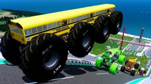 МУЛЬТИКИ ПРО МАШИНКИ Эпические прыжки и столкновения на скоростном монстр-траке Beamng Drive #19