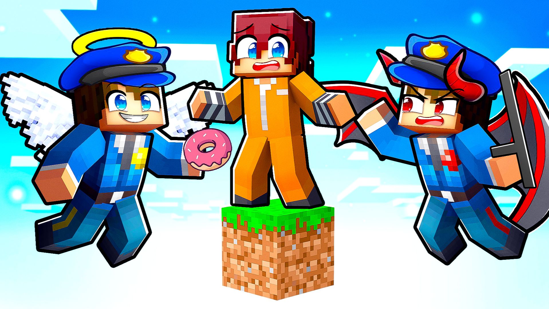 😱 Майкрафт но Один Блок с Плохим и Хорошим Полицейским! смотреть онлайн