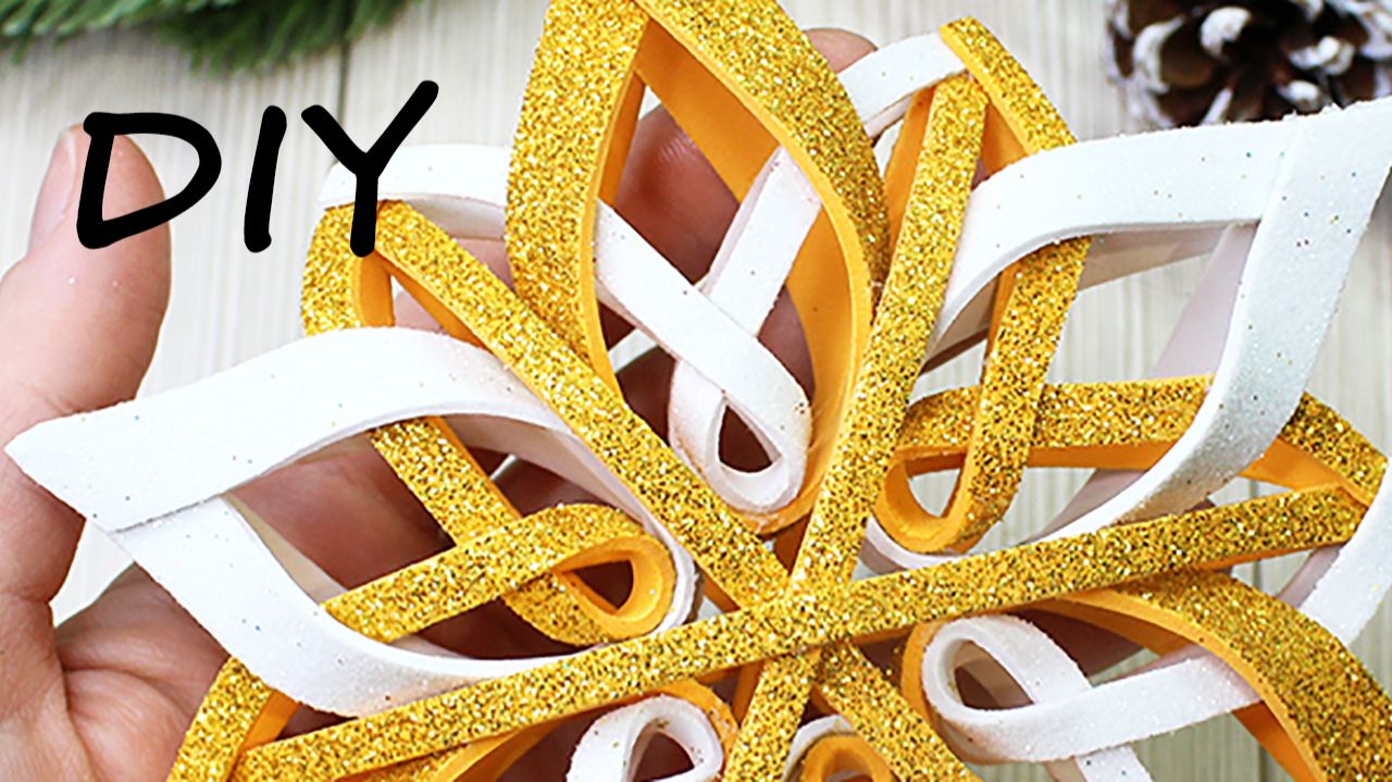 Новогодний декор для дома. Объёмная снежинка из фоамирана смотреть онлайн