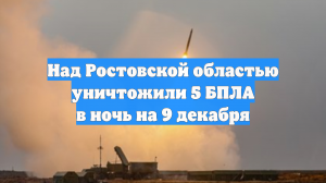 Над Ростовской областью уничтожили 5 БПЛА в ночь на 9 декабря