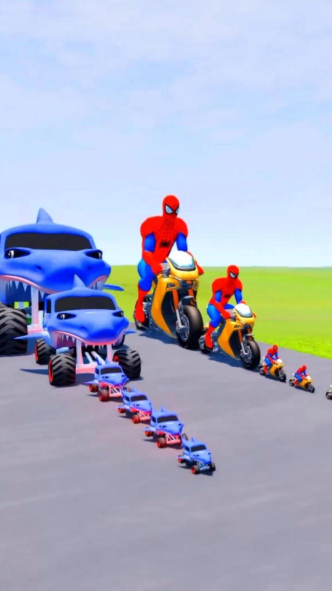 Машина акула против человека паука | BeamNG.drive смотреть онлайн