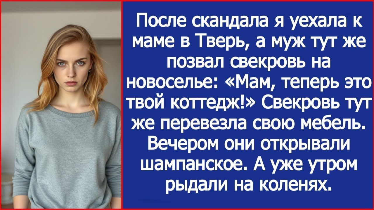 После скандала я уехала к маме в Тверь, а муж сразу позвонил свекрови. Мама, теперь это твой коттедж смотреть онлайн