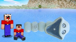 ГОЛОДНЫЙ ЧЕРВЬ ЗАСТРЯЛ ПОД ЛЬДОМ В МАЙНКРАФТ! 2 НУБА MINECRAFT