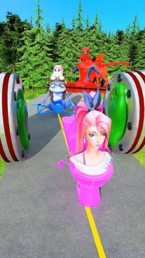 Смешные и странные машины пересекают гигантский столбик-ловушку в форме ноги Халка вBeamNG.drive