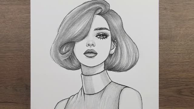 Как нарисовать красивую девушку поэтапно - Легкий рисунок девушки карандашом смотреть онлайн