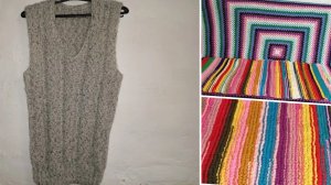 Готовые работы. Жилет довязала и коврик-дорожку