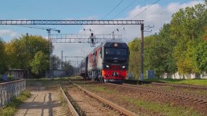 Дизель - поезд ТЭП70БС - 371/ДП2Д - 0001, перегон Подмосковная - Москва - Рижская.