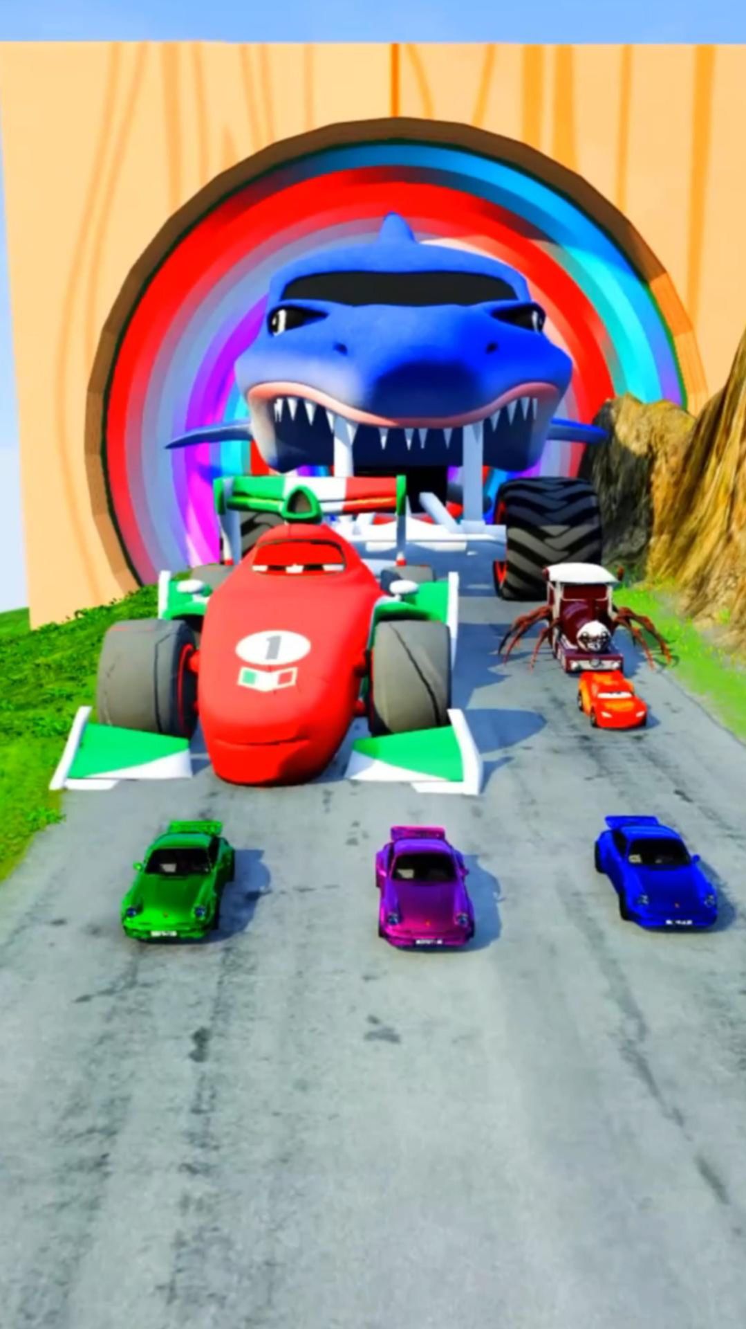 Машинки против крутого спуска | BeamNG.drive смотреть онлайн