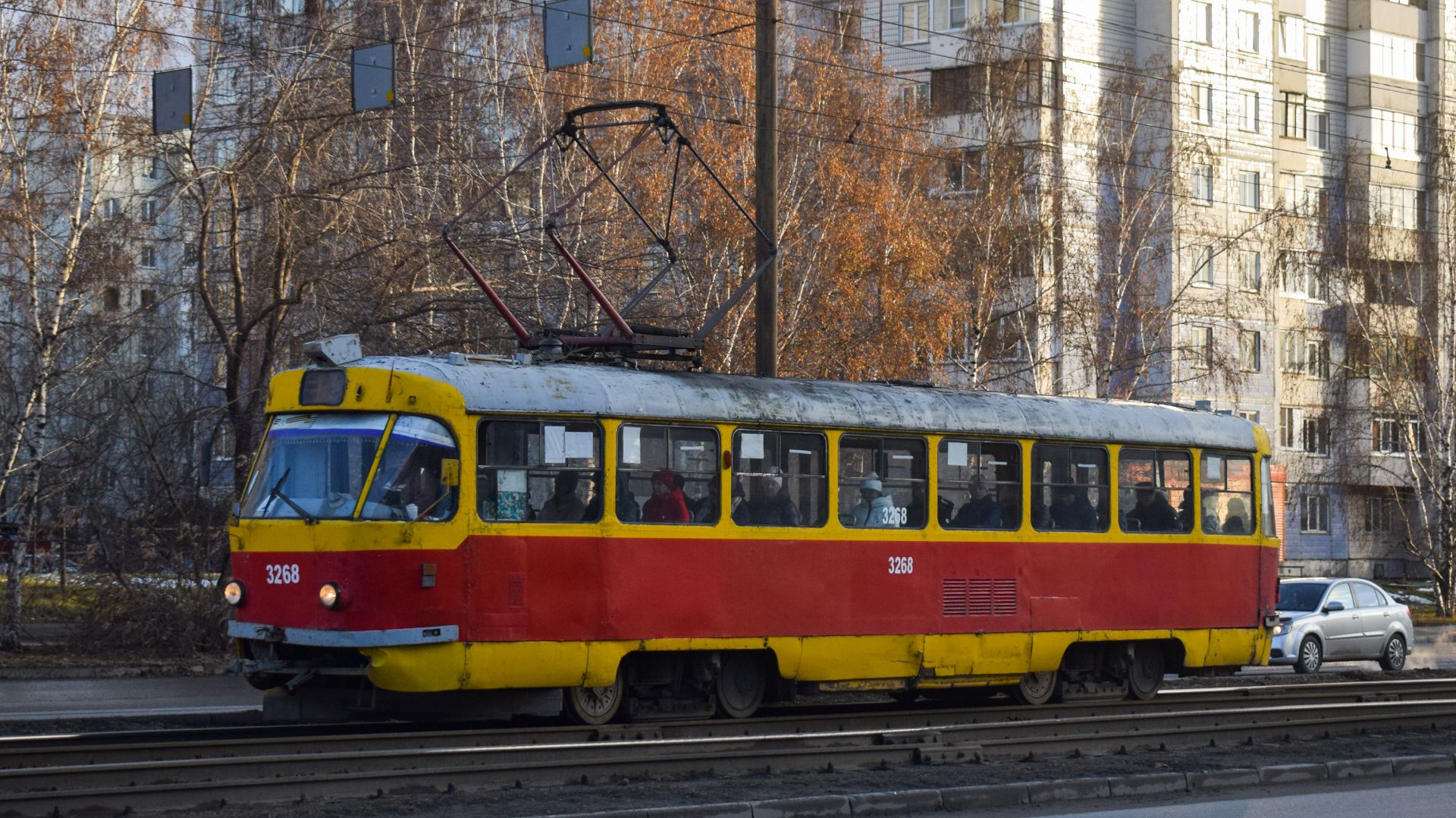 Трамвай Tatra T3SU-3268. Покатушки по Барнаулу. смотреть онлайн
