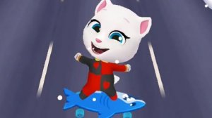 Мультики для самых маленьких - Карнавальная Анджела на кусачем скейте Talking Tom Gold Run