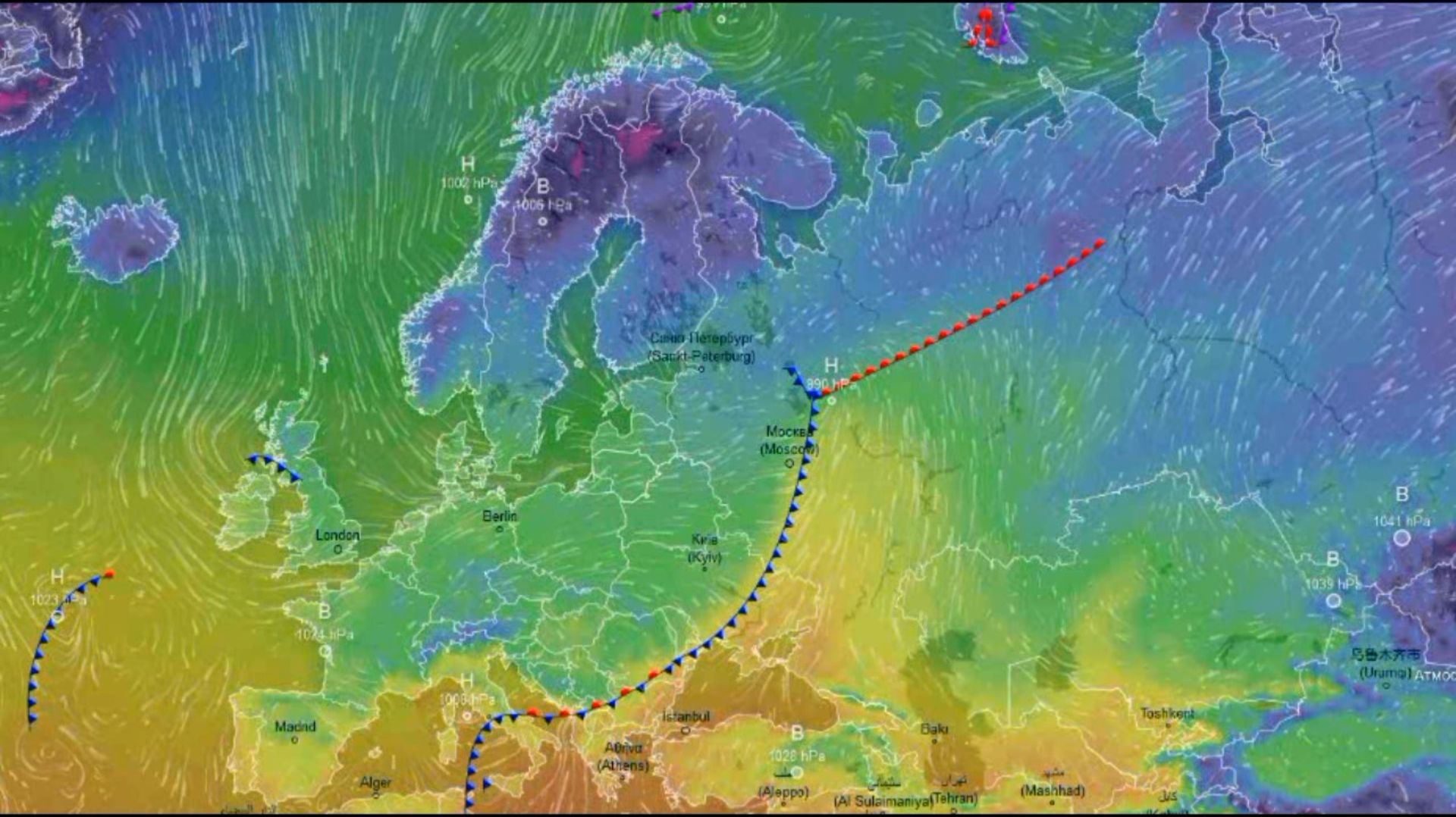 Движение воздушных масс воздуха над Европой и ЕТР за ноябрь 2025 года смотреть онлайн