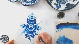 Мастер-класс по гжельской росписи. Композиция с розой.