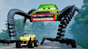 Мультфильм Эпический побег из Зомби Молния Маккуин Пожиратель, Хьюго Машин Пожиратель _BeamNG.Drive