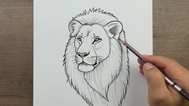 Как нарисовать Льва карандашом - Пошаговый рисунок льва смотреть онлайн