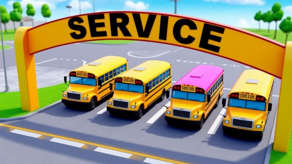 Мультики для детей, школьные автобусы, учим цвета и цифры на английском языке