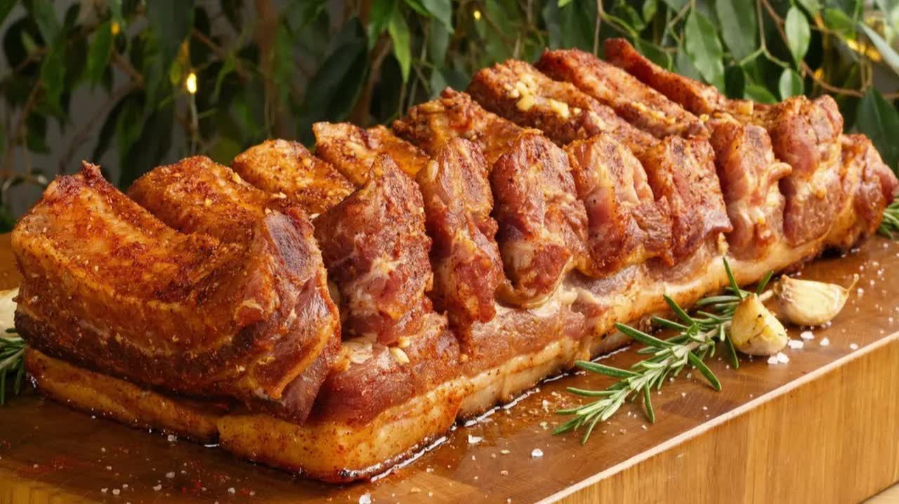 Идеальное ГОРЯЧЕЕ НА ПРАЗДНИЧНЫЙ СТОЛ! Мясо тает во рту. Сочная свиная грудинка в духовке смотреть онлайн